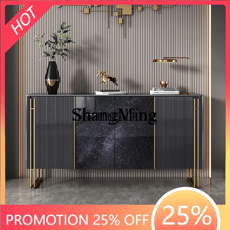 FGgood-looking modern entrance solid wood simple rock slab dining side cabinet entry door living room storage decorative cabinet