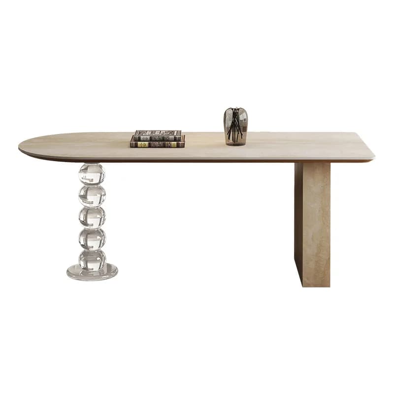 Acrylic travertine rock slab dining table and chair combination, living room household small apartment furniture dining table