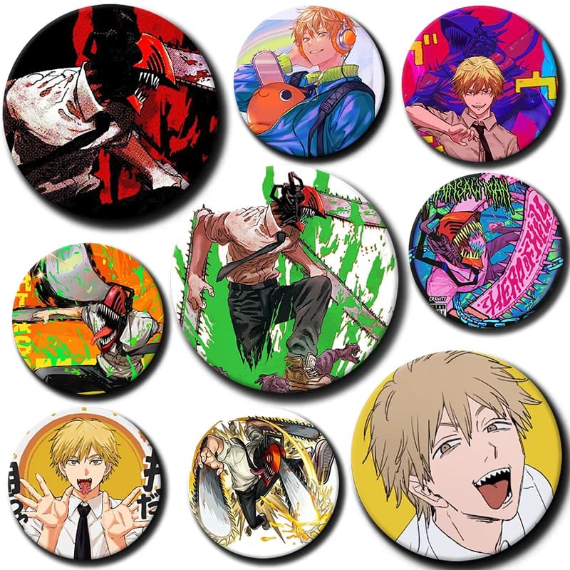 58mm Cartoon Character Denji Button Pin Anime Role Denji Brooch Creative Badge for Backpack Clothes Decoration Gift