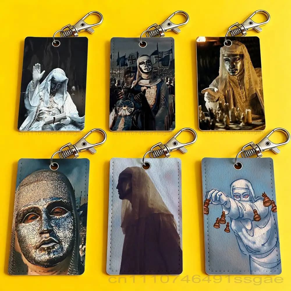 Cool Baldwin IV of Jerusalem Card Case Leather Card Holder Keychain Key Ring Door Access Tags ID Card Case Keychain