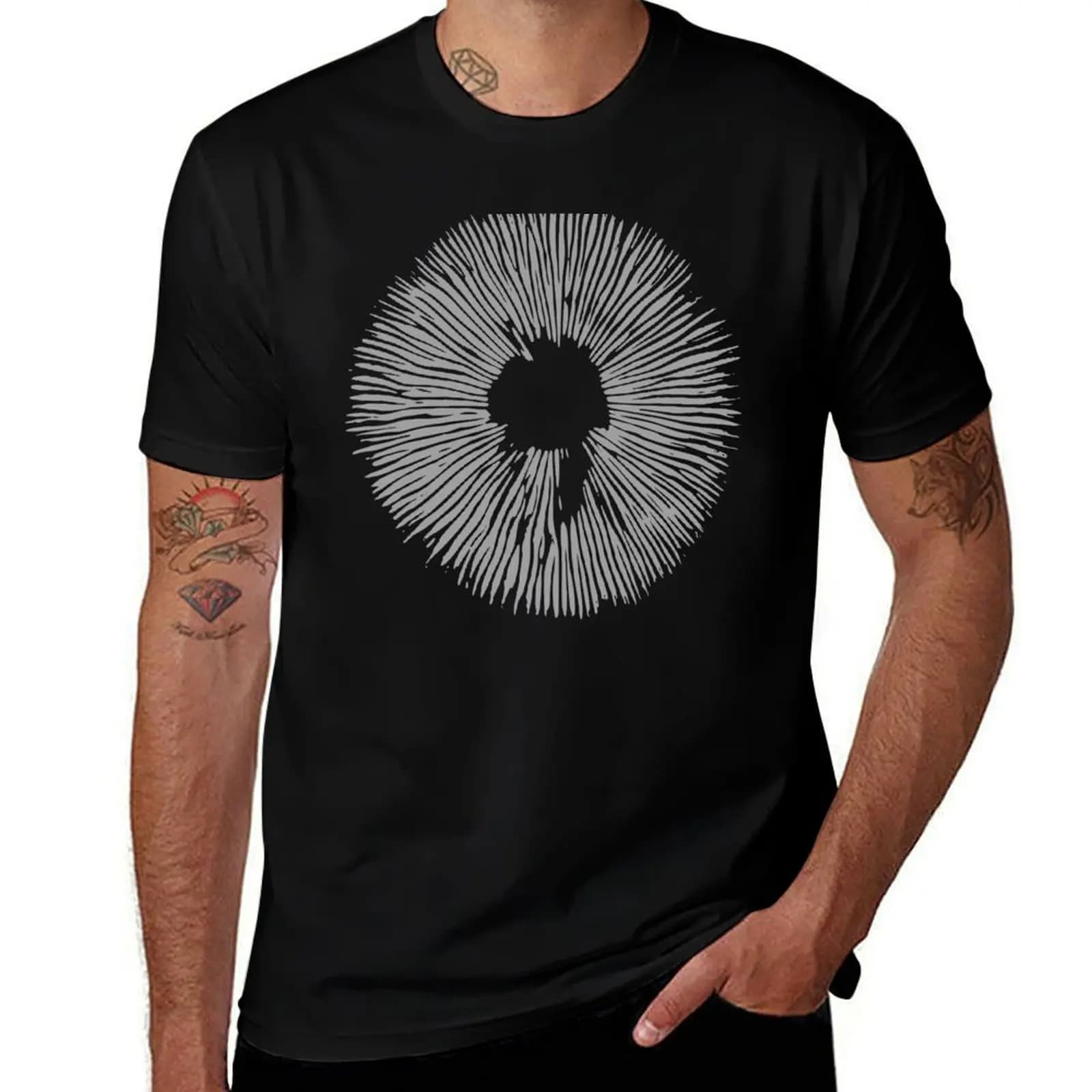 Magic Mushroom Spore Print - Psilocybe Cubensis T-Shirt Long Lasting Casual T-Shirt