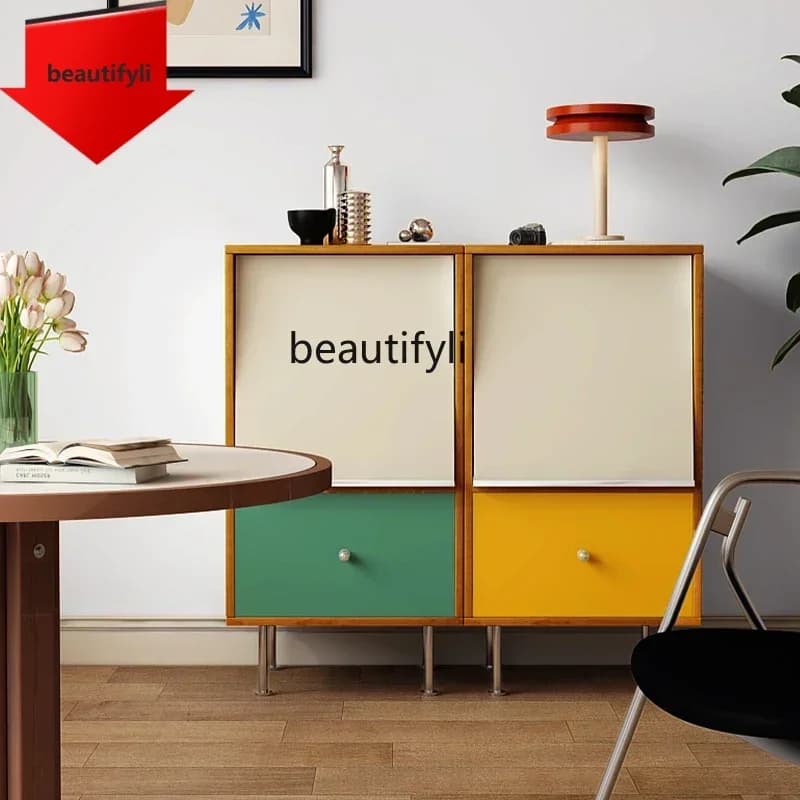 Q181 Medieval Bauhaus simple living room locker creative entrance storage cabinet sofa side cabinet