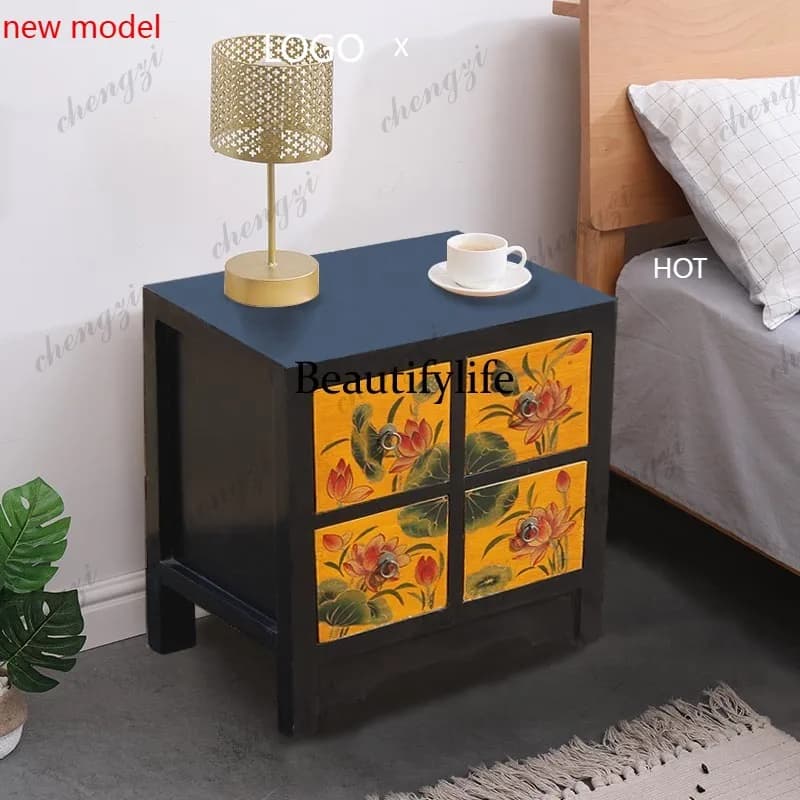 N138Solid wood, smart short model, retro style simple bedroom light luxury, decoration, storage cabinet