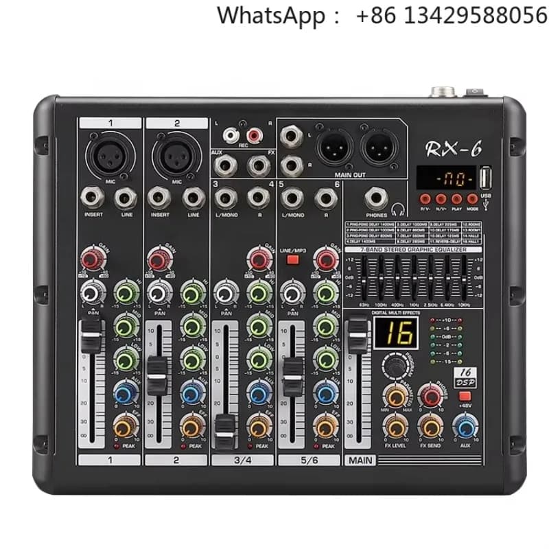 RX6 RX8 Professional Audio Mixer 99 DSP Mixing Console DJ Sound USB Recorder Music BT Mixer
