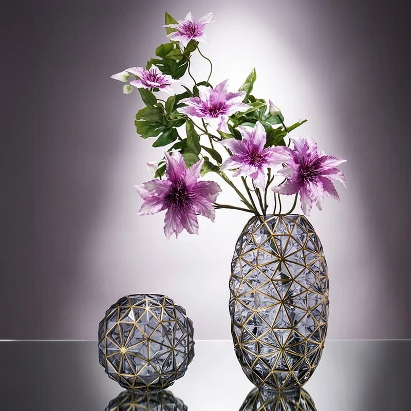 Stained glass vase drawing Phnom Penh living room ornament plant flower arrangement art geometry