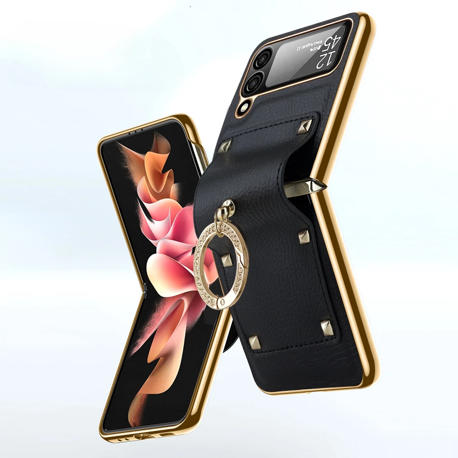 Sticker Leather Case Light Luxury Style Flip Case for Samsung Galaxy Z Flip 8 7 Flip6 Flip5 Flip4 Flip7 Back Cover