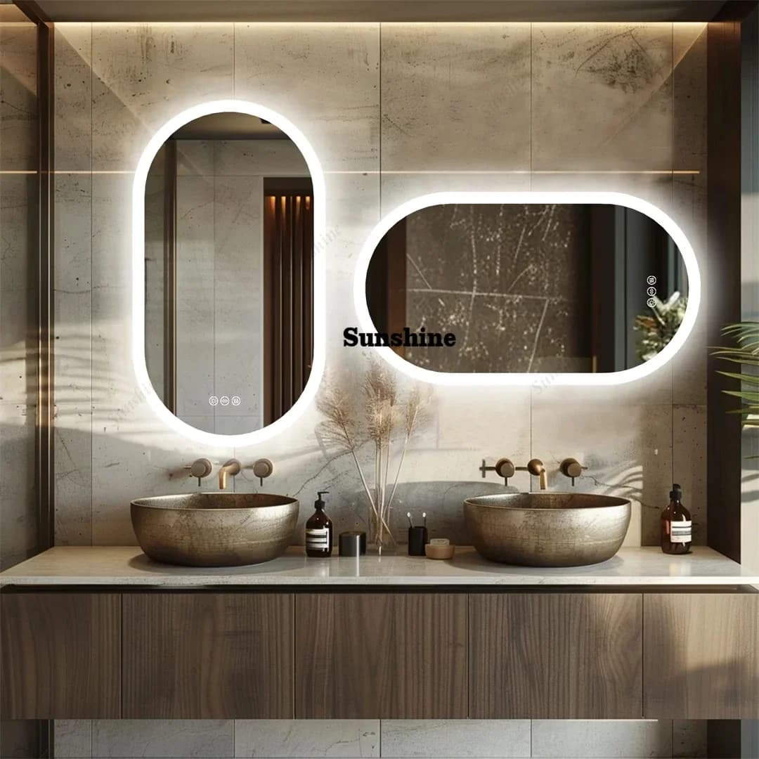 Custom Designed Slanted Basin Bathroom Vanity Set with Integrated Stone Slab Single/Dual Basin Sink Modern Bathroom FurnitureY