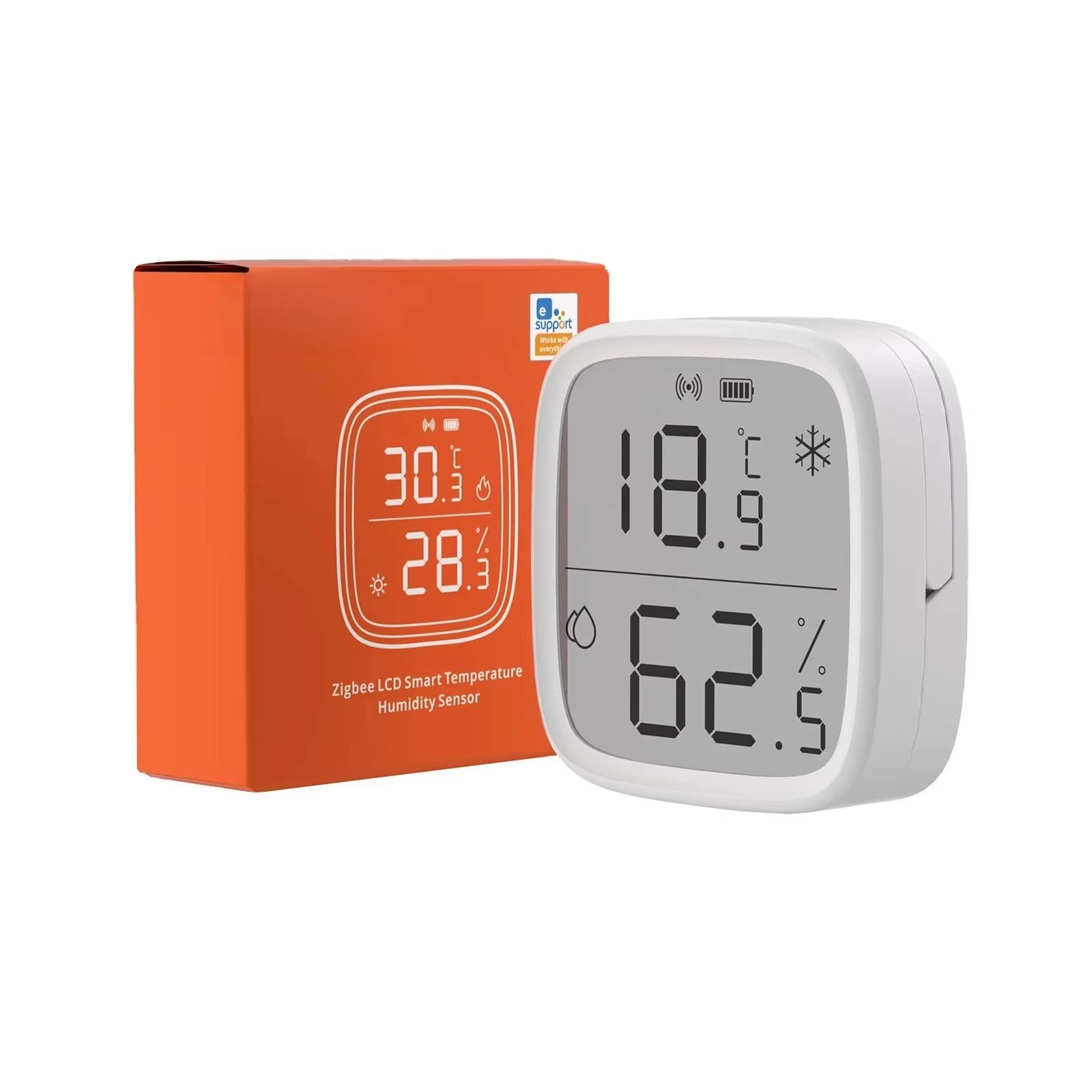 LCD Display Zigbee Temp Humidity Detector Real Time Monitoring Smart Home Alarms Sensor