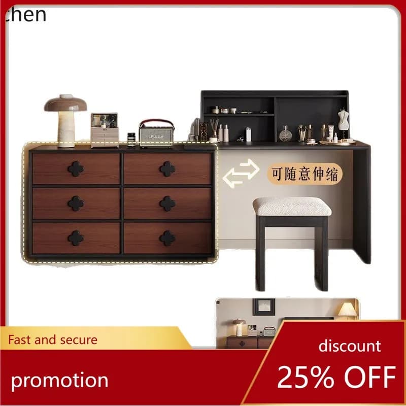 ZML Dressing Table and Chest of Drawers Integrated Bedroom Vintage Style Master Bedroom Bedside Makeup Table