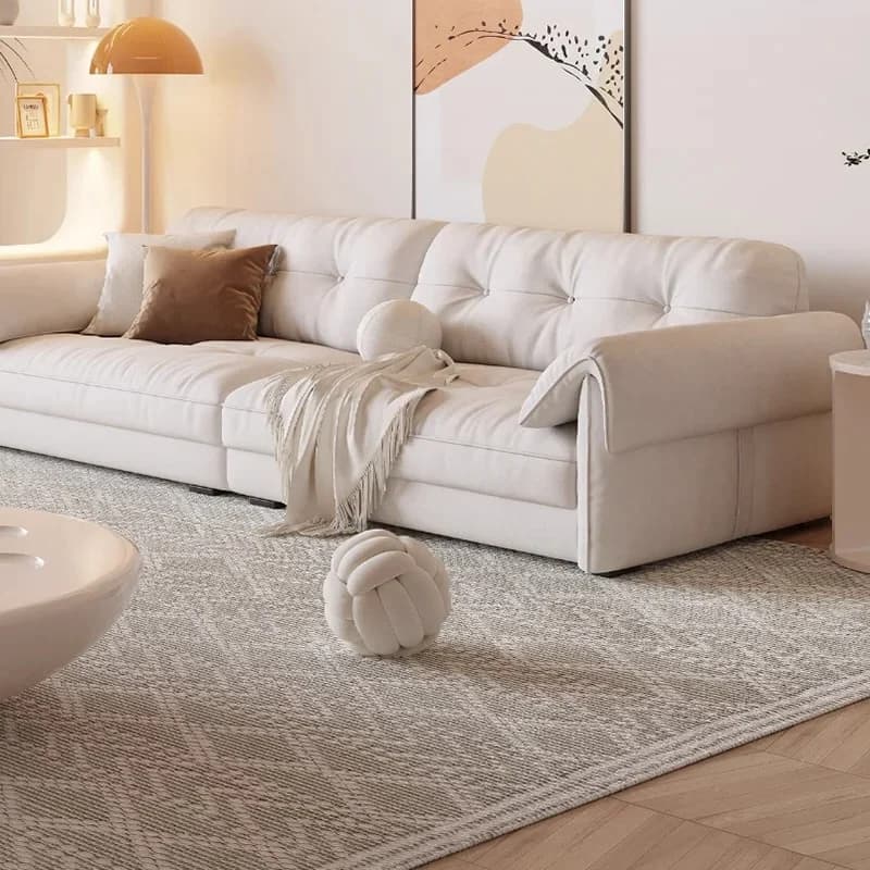 Faux Leather Beige Living Room Sofas Sale Modern Minimalist Puffs Living Room Sofas Nordic Designer Canape Lit Home Furniture