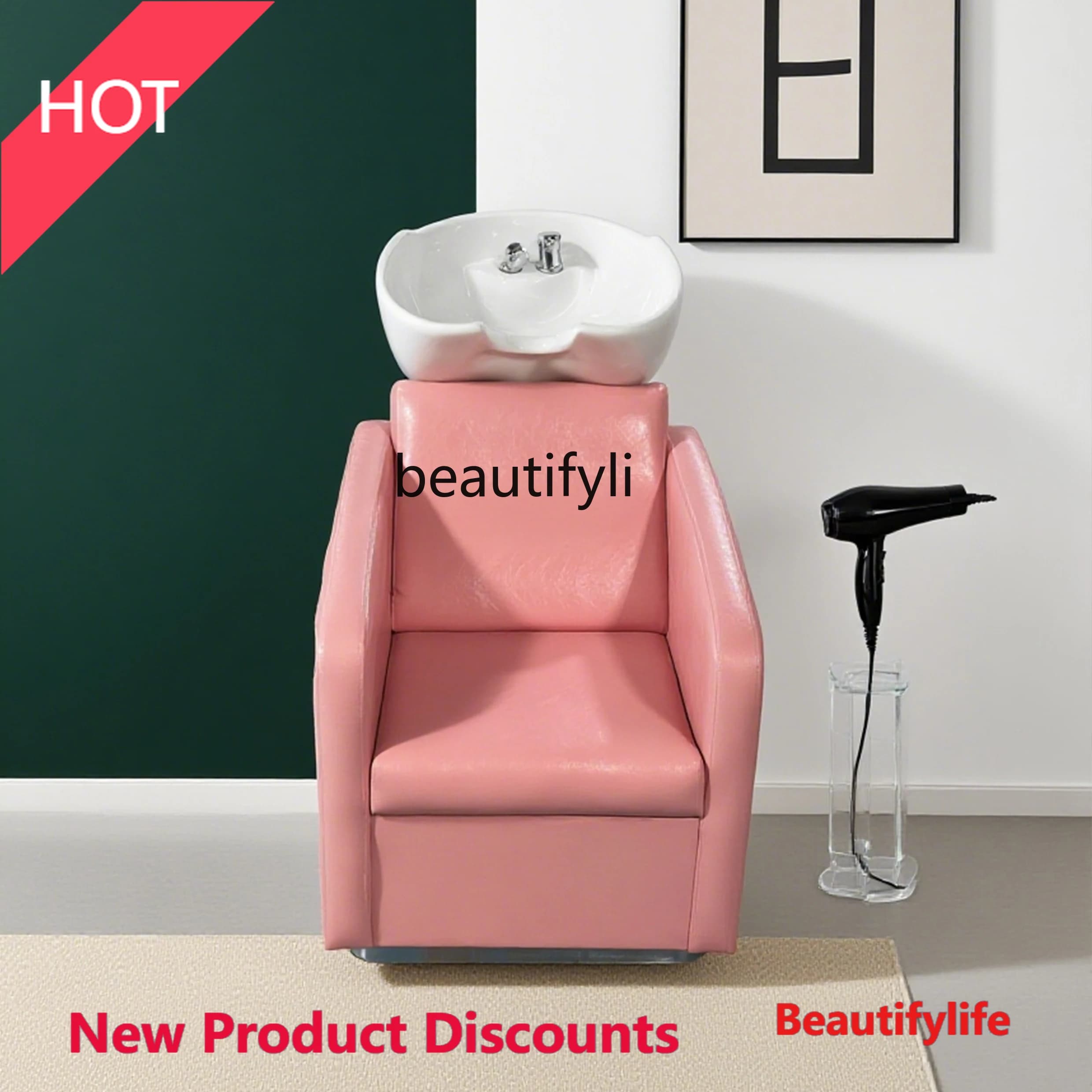 Hair Salon Special Sitting Shampoo Bed Barber Shop Ceramic Basin Washing Bed Hair Salon Shampoo Reclining Chair  hr