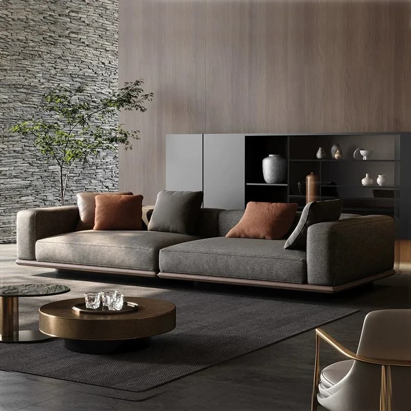 PYJ Horizon fabric sofa living room minimalist straight row cotton and linen simple modern cloth sofa