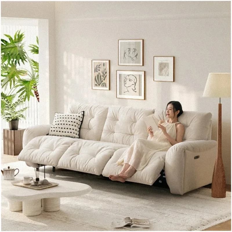 Full Size Extension Recliner Sofa Beige Armrest Oversized Lazy Recliner Sofa Loveseat Modern Luxury Divani Moderni Furniture