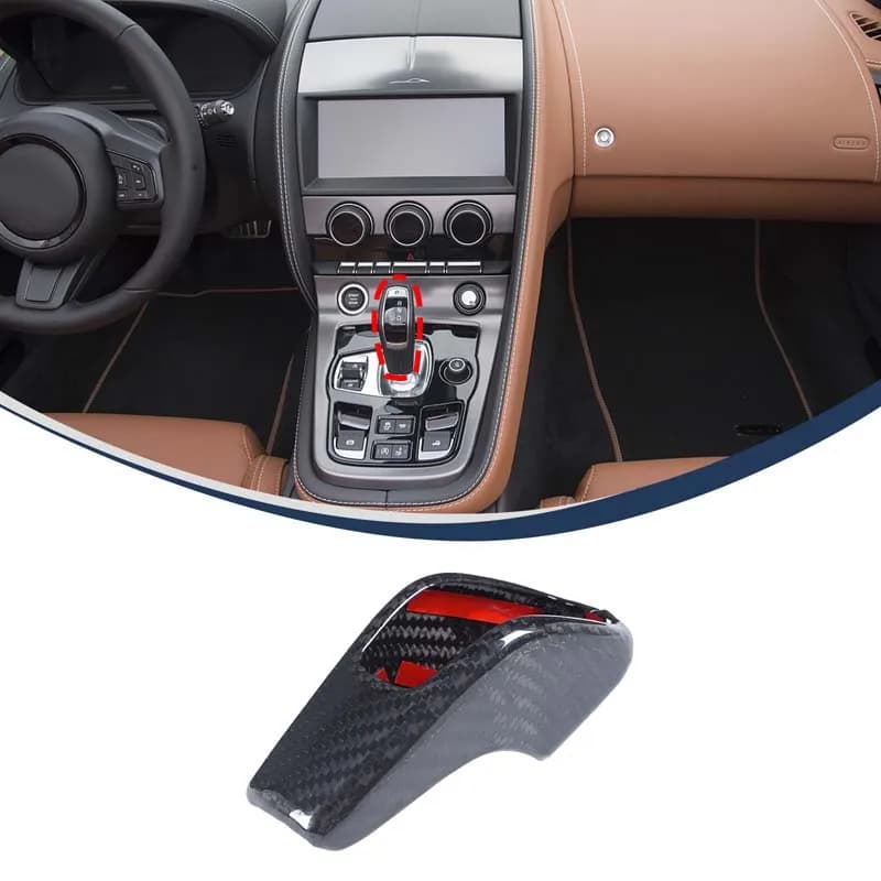 For Jaguar F-TYPE 2013+ Real carbon fiber car center control gearbox head cover decorative sticker car interior accessories