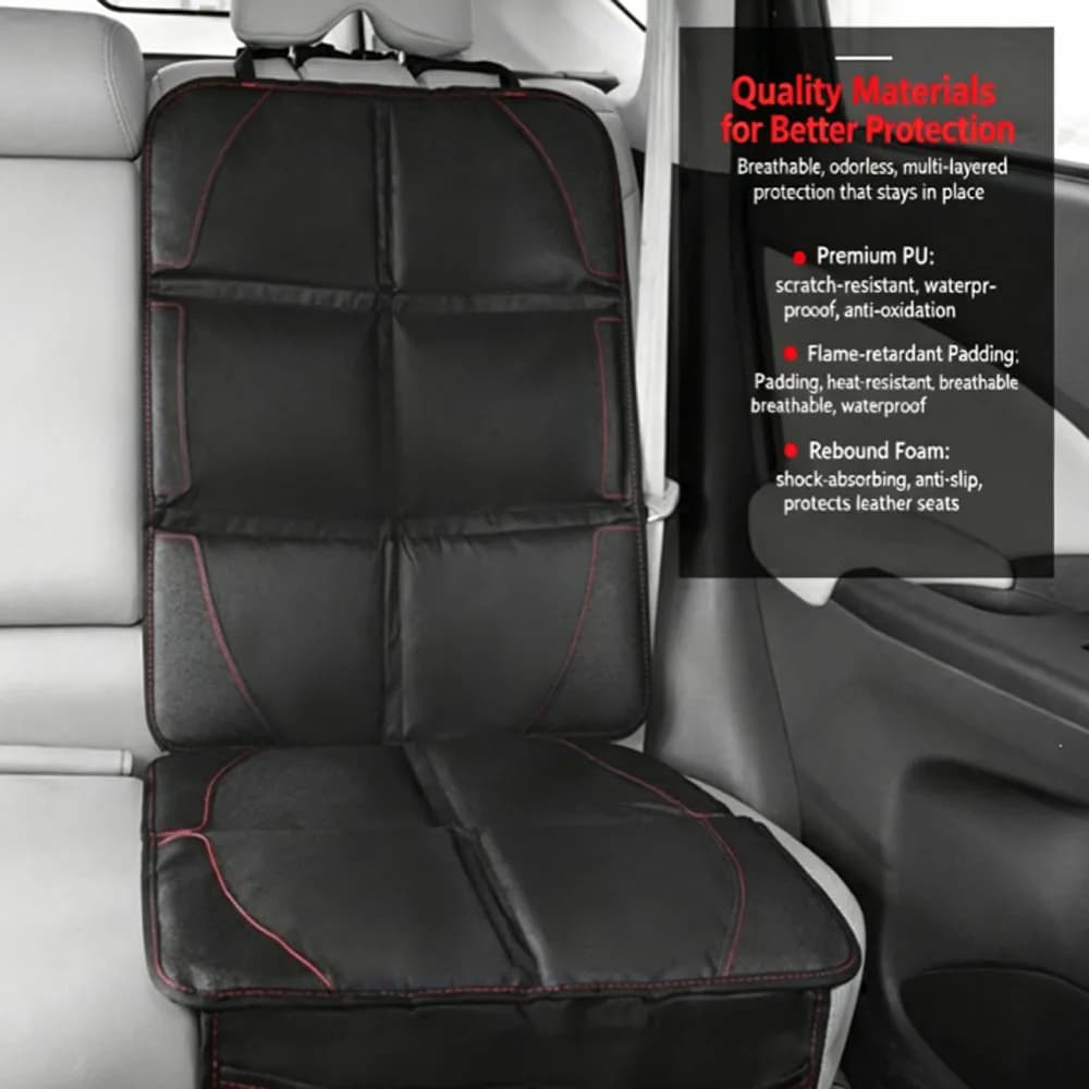 Thick Car Seat Protector Mat, Anti-Slip Waterproof Seat Cover With Storage Pockets For Baby Child Safety Car Seat