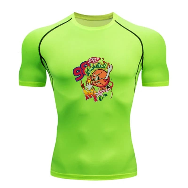 Men Compression Short Sleeve T Shirt Cartoon Basketball Number 96 Print Quick Dry Fitness Gym Sports Tee