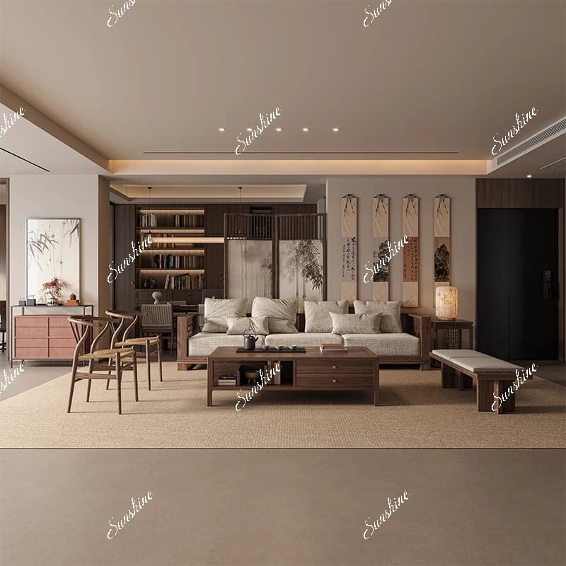 High-end household coffee table combination fabric living room large flat floor reception