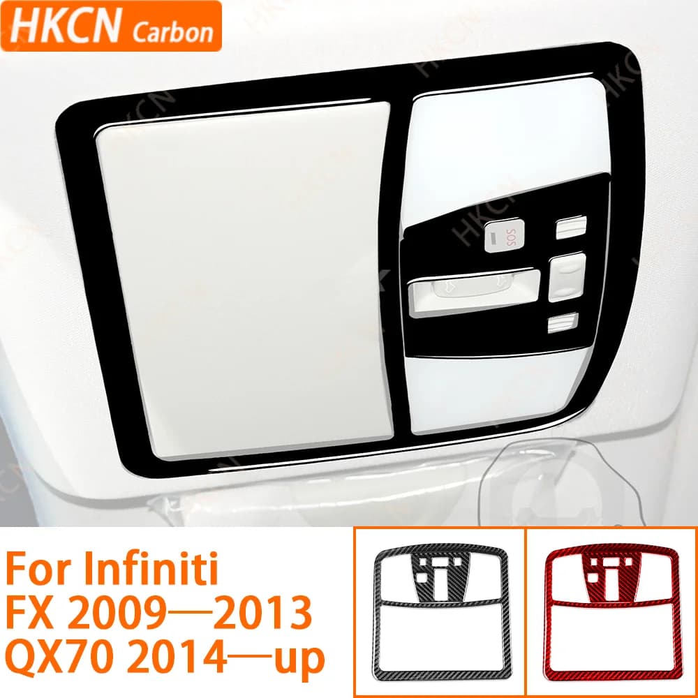 For Infiniti FX QX70 2009-Up Carbon Fiber Sticker Reading Light Trim Frame Tunning Decorative Cover Car Interior Accessories