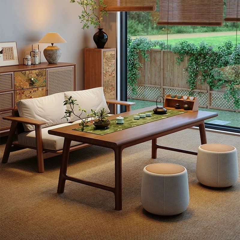 Low tea table 60cm high living room 2026 tea table new high-end solid wood balcony tea table small