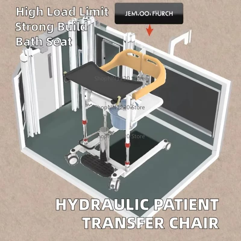 120kg Capacity Manual Patient Lift Transfer Chair Safety Equipment for Bathroom Car Bed Shower - Medical Care Equipment