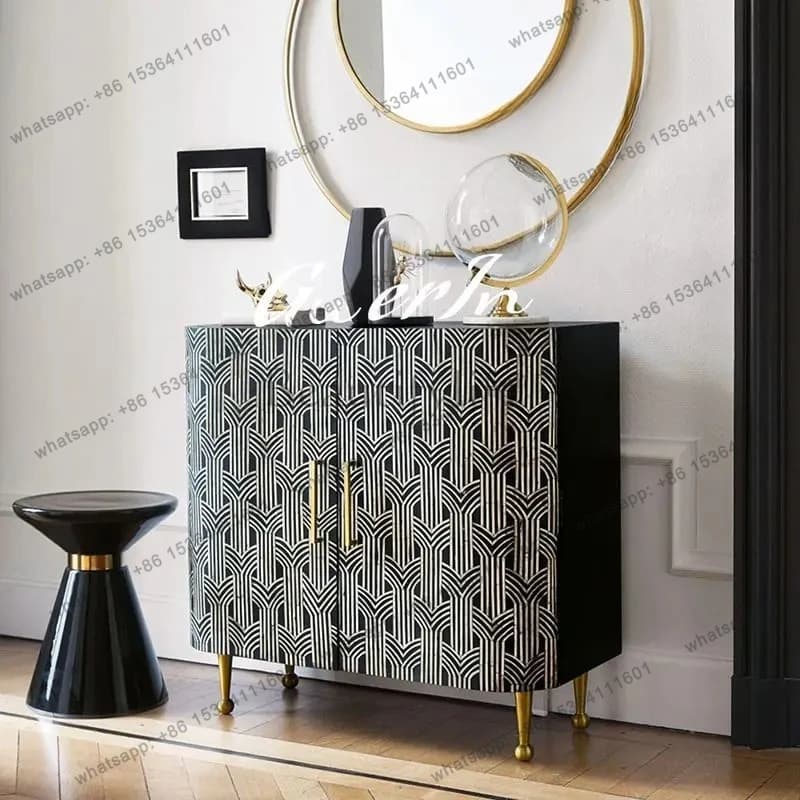 French solid wood hand-painted home shoe cabinet/retro old partition/new Chinese simple decorative wine cabinet