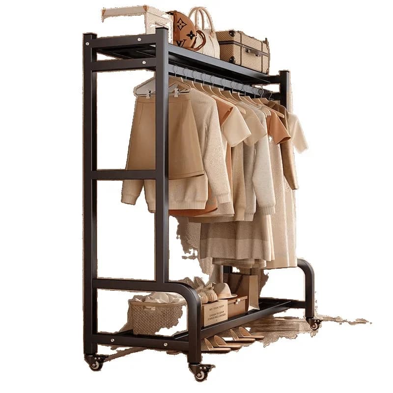 Simple modern hanger Floor-to-ceiling vertical coat rack Floor-to-ceiling movable storage drying rack