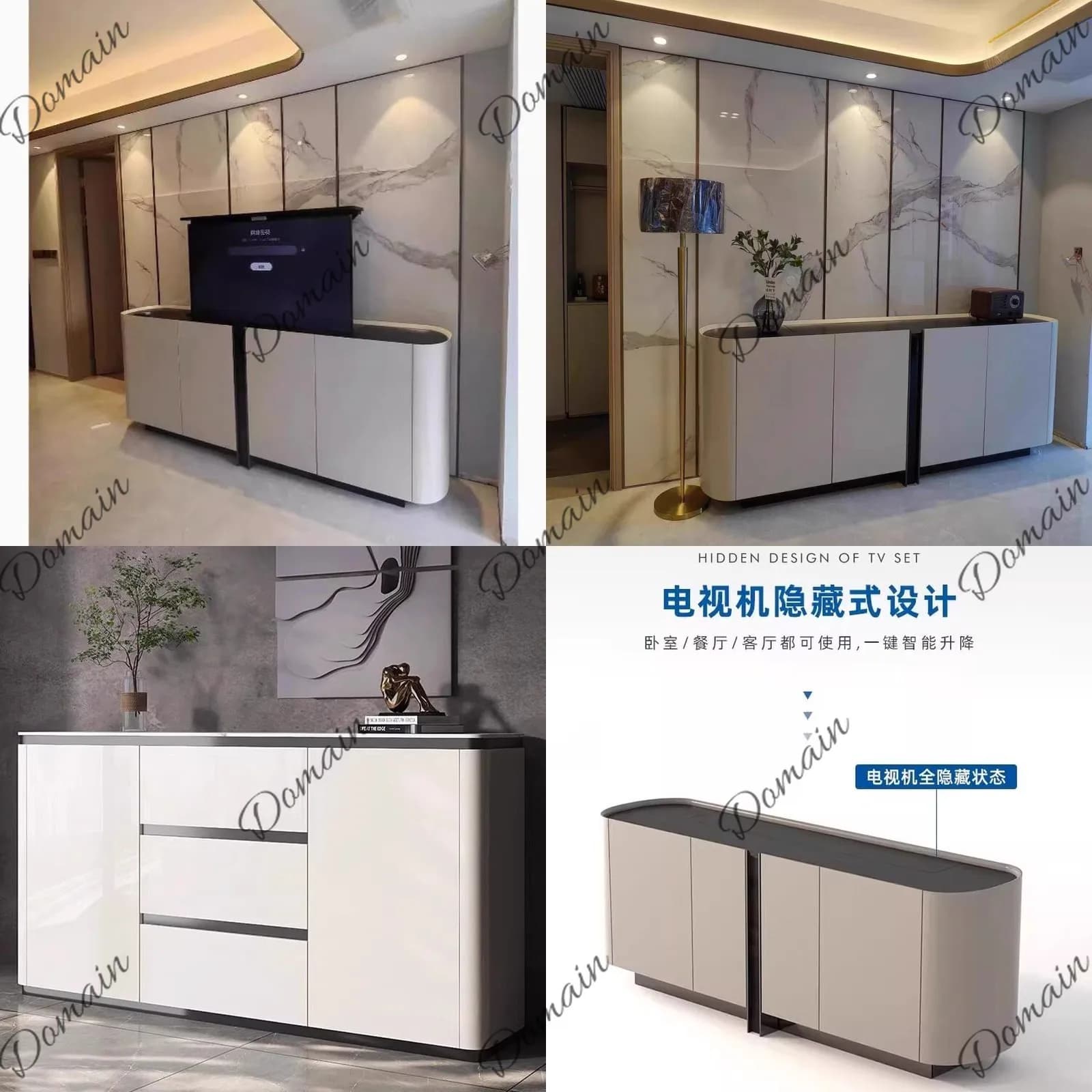 Italian Luxury Electric Remote Control Lift TV Cabinet Hidden Design for Living Room Bedroom