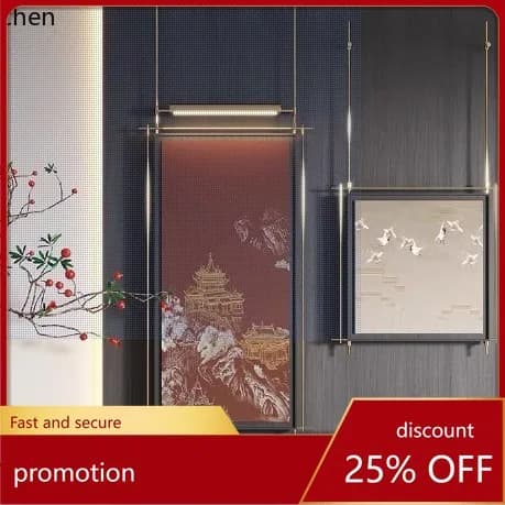 ZML New Chinese Style Screen Partition for Living Room and Bedroom, Simple Modern  Solid Wood and Iron Art Wall Hanging