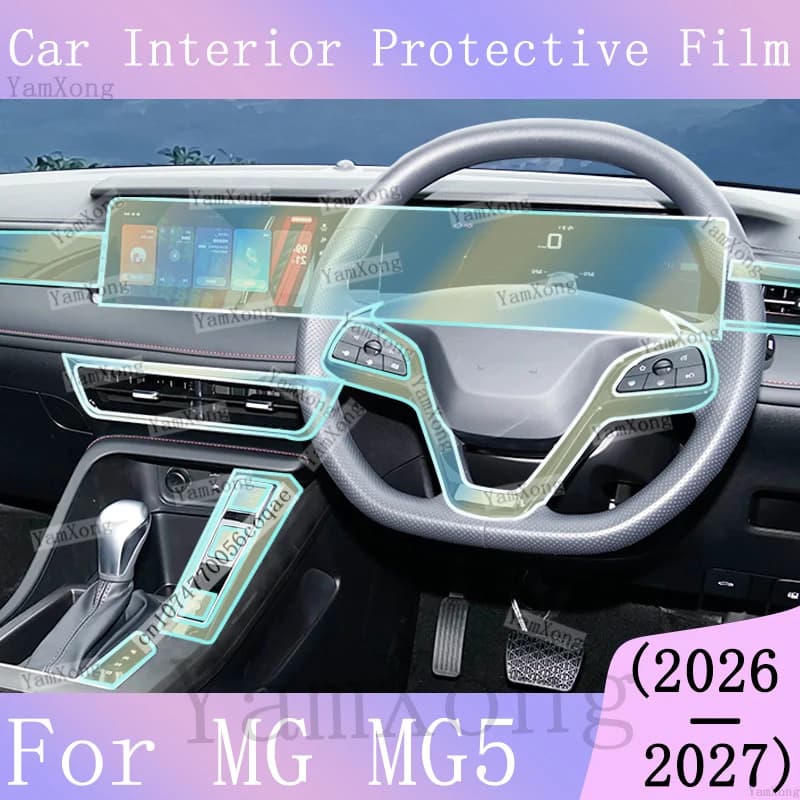 For MG MG5 2026 Car interior Kit scratch Film Center Gear Panel Transparent Sticker Navigation Dashboard screen Protection Film