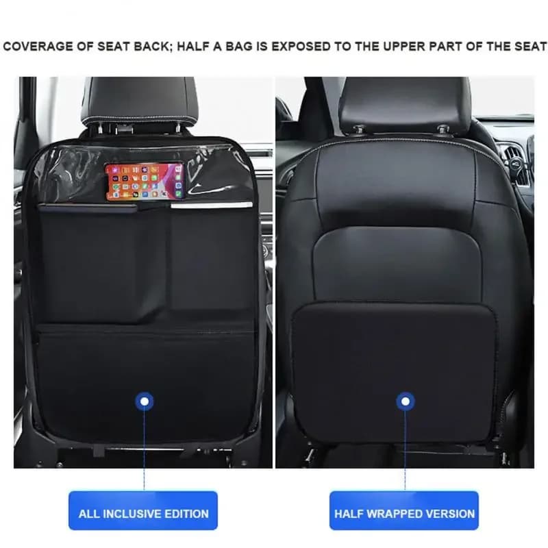 PU Leather Car Anti-kick Mat Car Seat Back Protector Cover Car Rear Seat Organizer with Storage Storage Bag Interior Accessories