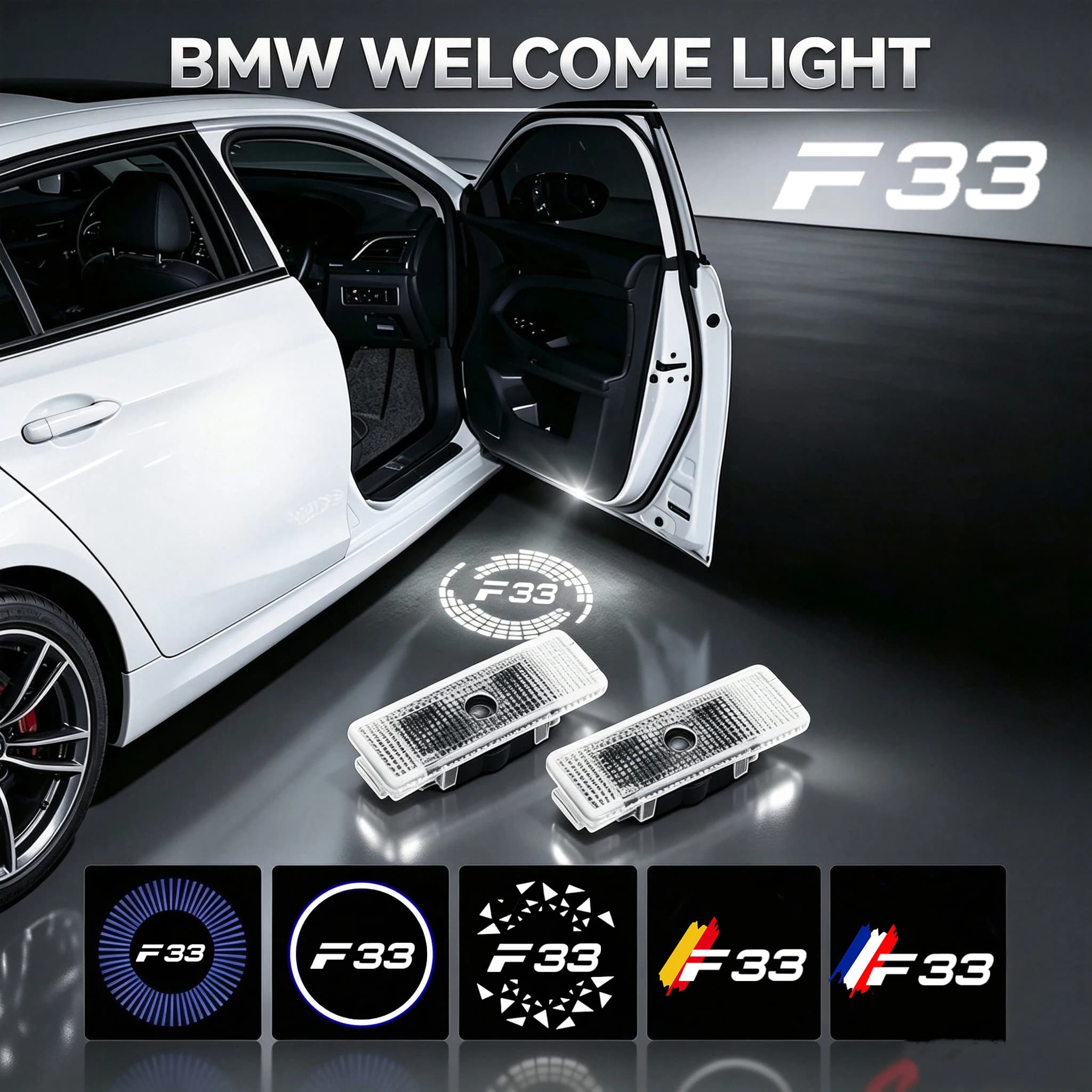 2PCS LED Car Door Projector Welcome Lights For BMW 4 Series F33 2013‑2023 Ghost Shadow Badge Lamp Auto Decor Accessories