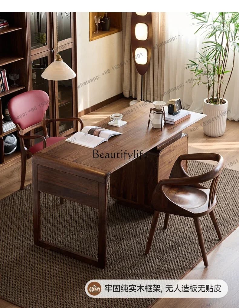 Customization North American black walnut desk workbench with drawers all solid wood writing desk