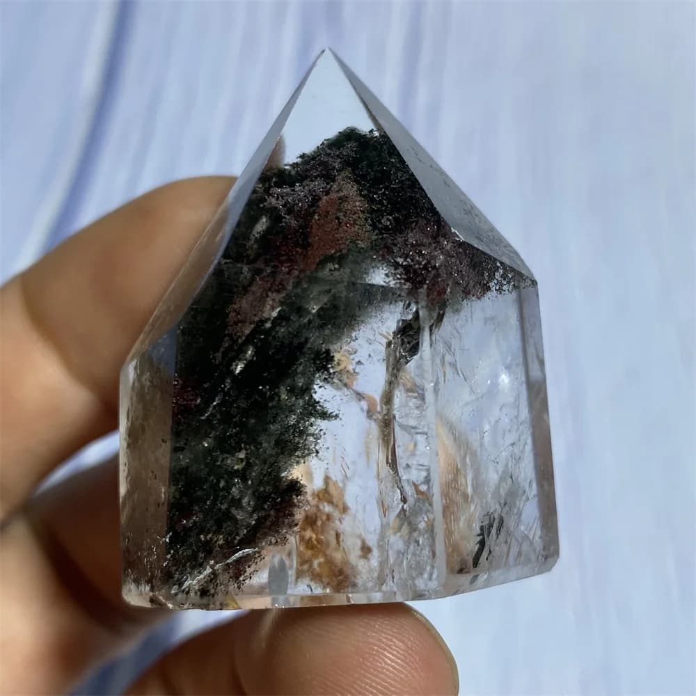 Natural Green Ghost Crystal Phantom Quartz Hexagon Prism Tower Obelisk Spiritual Meditation Reiki Gift Stone Home Decoration