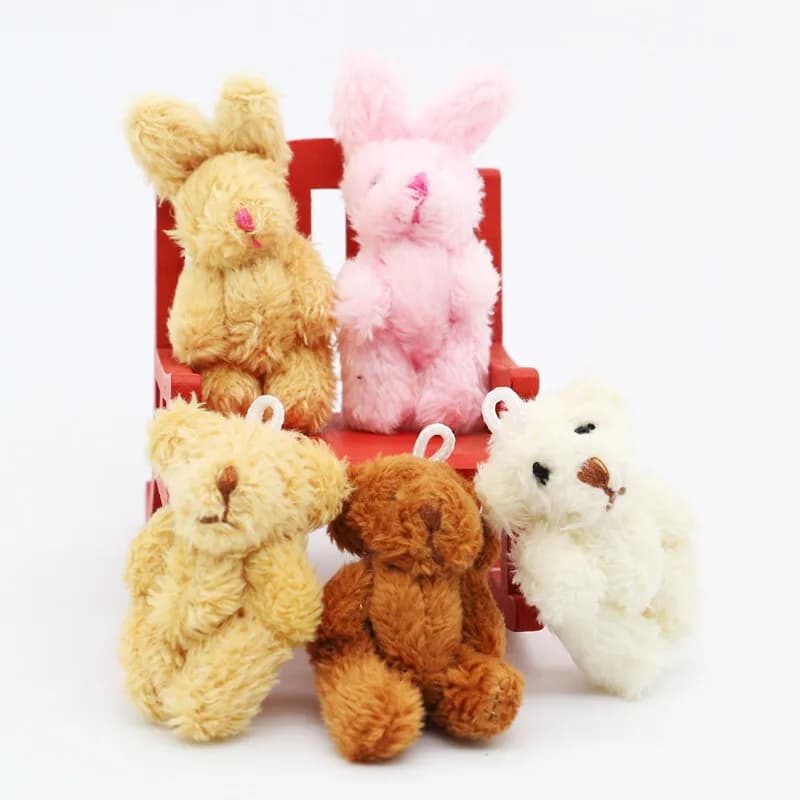 1/6 Dollhouse Fur Bunny Bear Rabbit Mini Animal Miniature Simulation Model Scene Toys Shooting Props Decoration Kids Home Decor