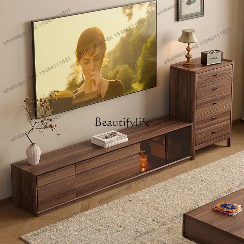 XX Black Walnut Antique TV Cabinet Living Room Storage Simple Locker