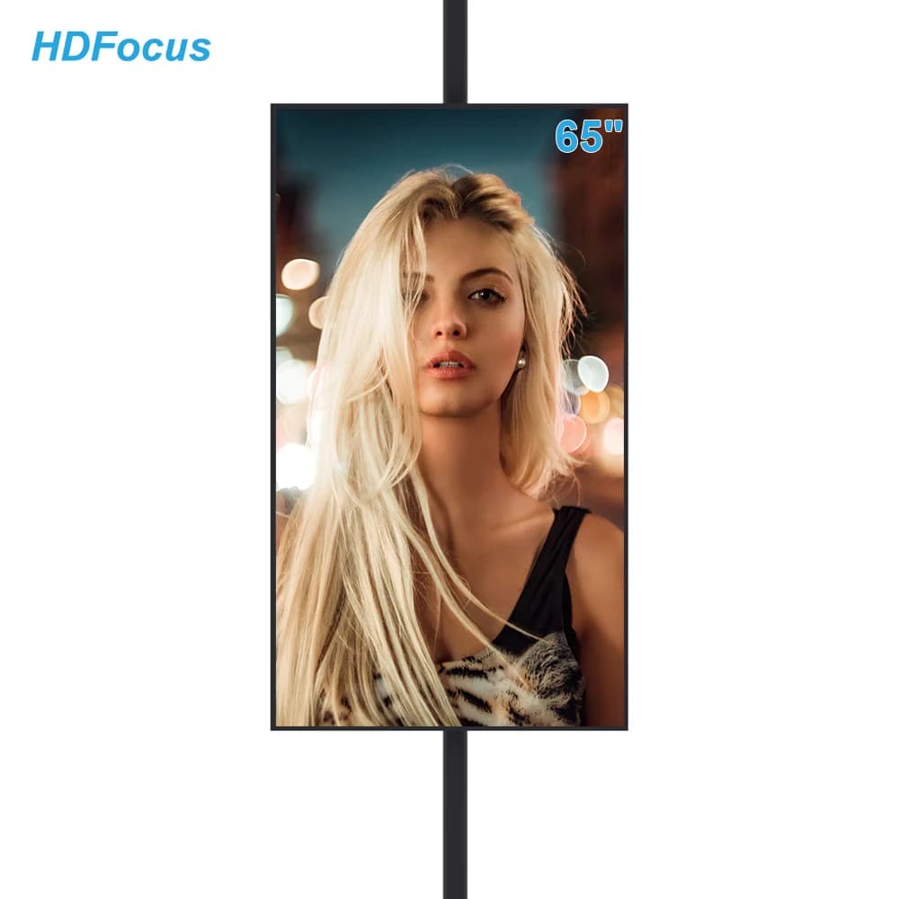 65 Inch 2500Nits High Brightness Hanging Advertising Lcd 4K Facing Window Displays  Digital Window Display Signage