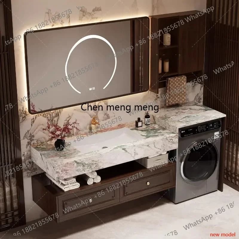 N138High-end, washing machine cabinet, bathroom cabinet, combination bathroom, rock slab washbasin, wash basin.