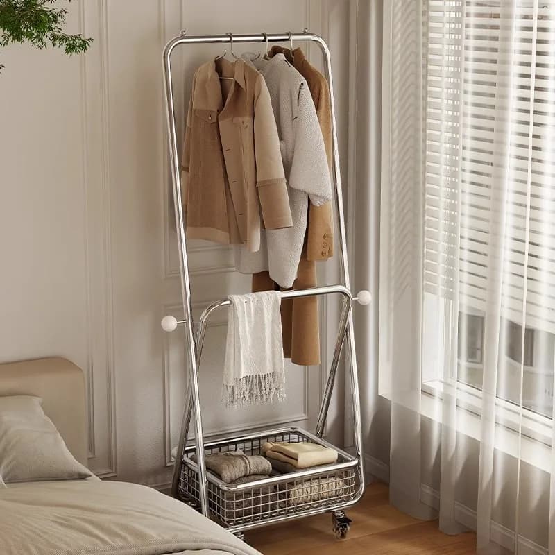 Hxl clothes rack floor standing clothes rack simple storage storage coat rack