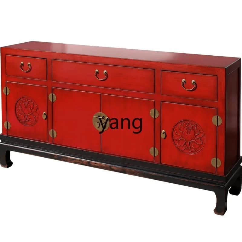 CX  solid wood porch cabinet large capacity new Chinese style old dining side storage cabinet