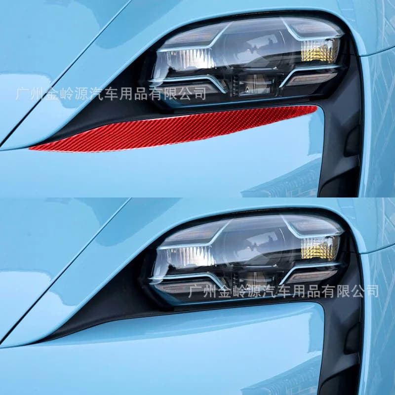 Suitable for 19-22 Porsche taycan car interior modification carbon fiber headlight eyebrow decorative stickers