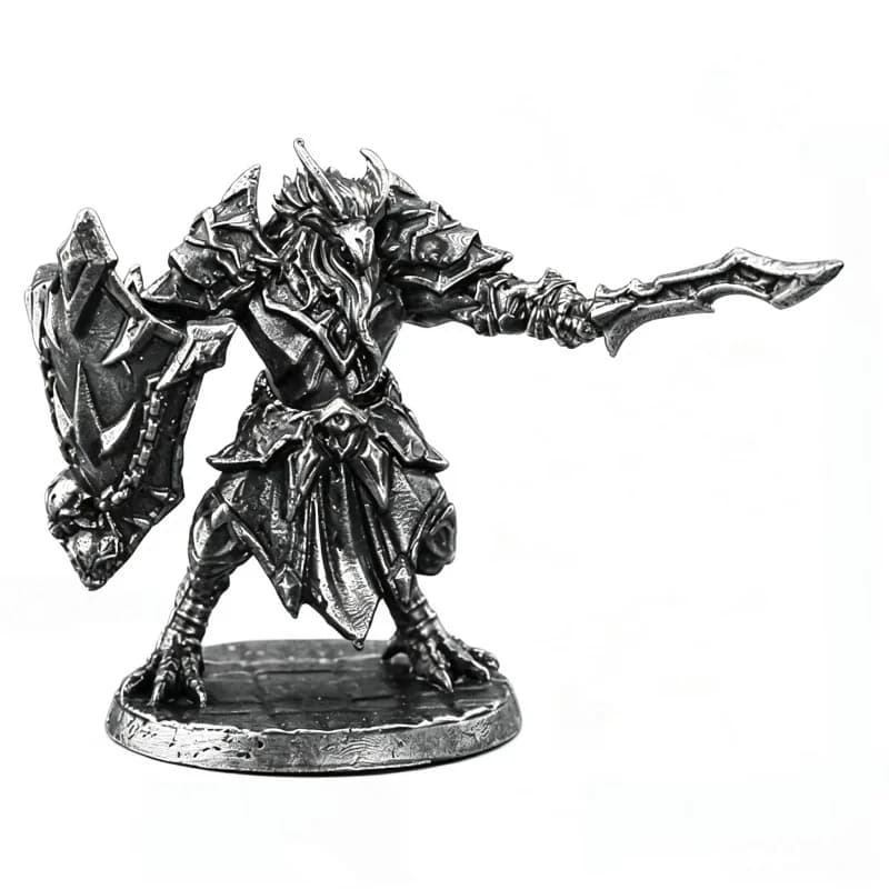 Solid White Copper Bird-Man Griffin Warrior Miniature, Fantasy Tabletop Wargame Metal Figure Collectible Chess Piece Ornament
