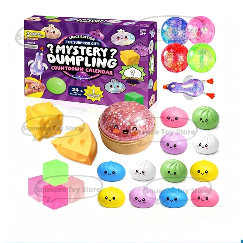 New Squishy Fidget Mystery Dumpling 24 Day Countdown Calendar Sensory Toy For Kids Teens Adults Party Table Decor Christmas Gift