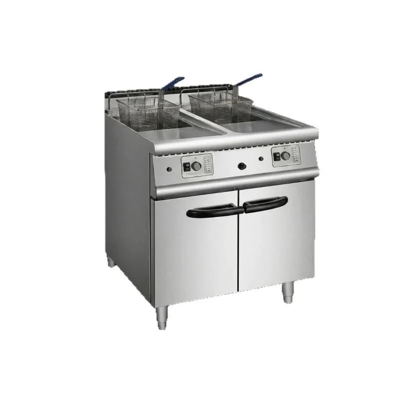 Commercial vertical double-cylinder double-screen fryer, gas, electric large-capacity fryer, catering and kitchen equipment