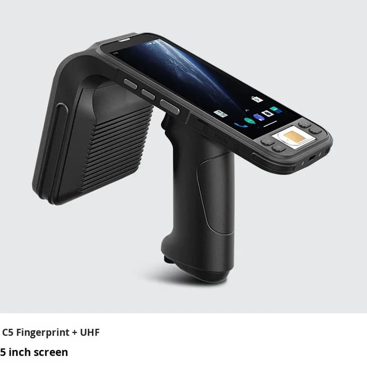 C5 Portable ABS 4G/WiFi Android 11 UHF RFID Handheld Reader Terminal Black Warehouse Retail Logistics Ultra-High Frequency