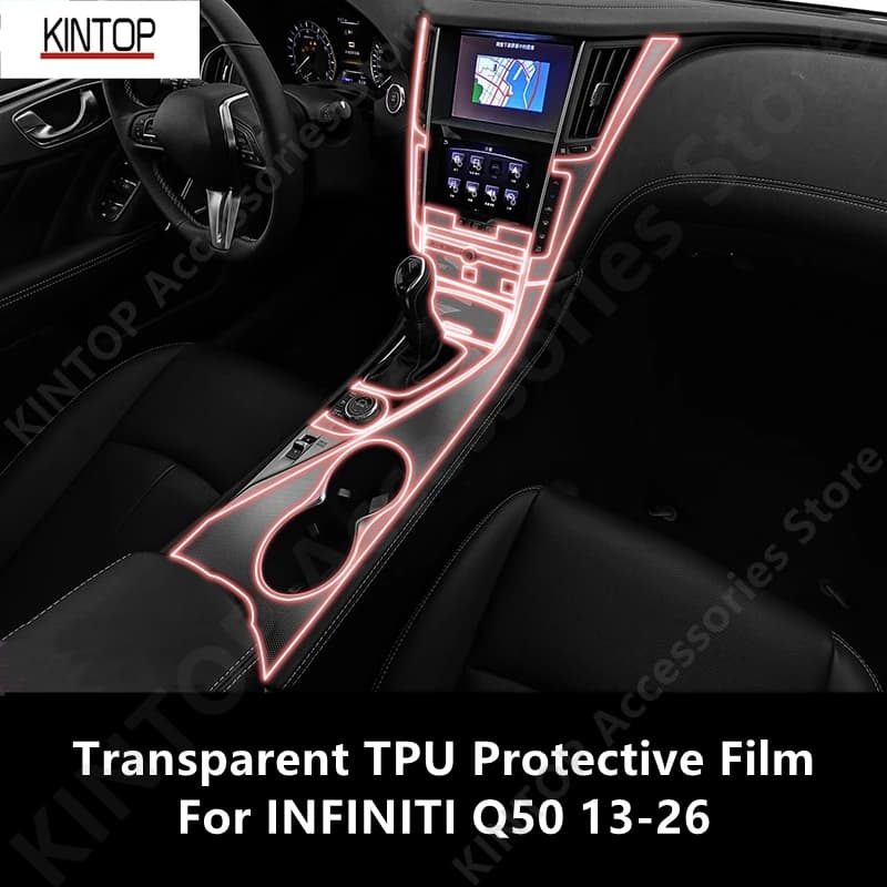 For INFINITI Q50 13-26 Car Interior Center Console Transparent TPU Protective Film Anti-scratch Repair Film Accessories Refit