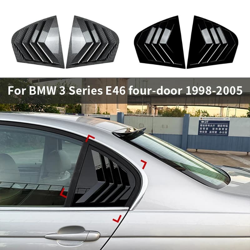 For BMW 3 Series E46 four-door 1998-2005  Rear window triangular window blinds car stickers and exterior accessories