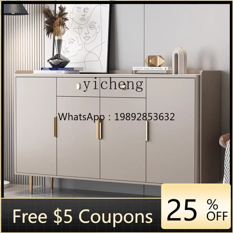 R1  shoe cabinet entry door cabinet large capacity solid wood simple wall storage cabinet with rock slab
