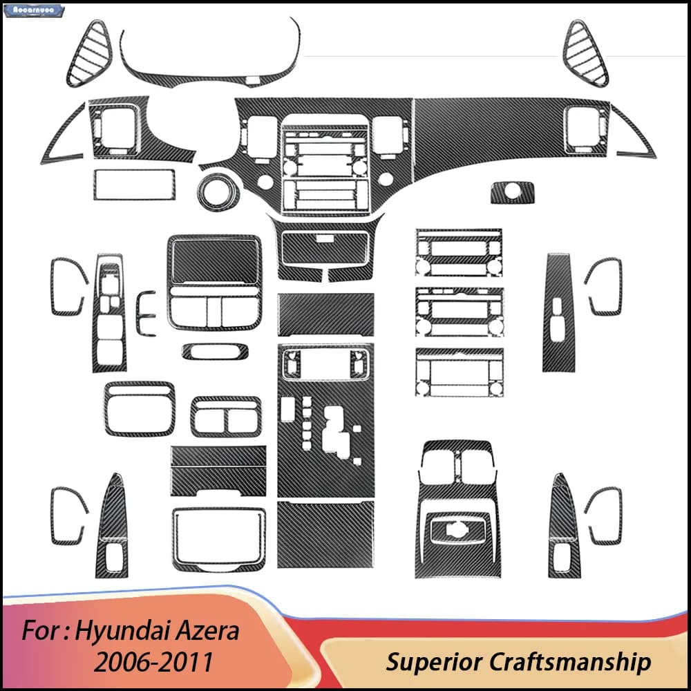 For Hyundai Azera 2006-2011 Carbon Fiber Car Stickers Car Interior Decorative Accessories