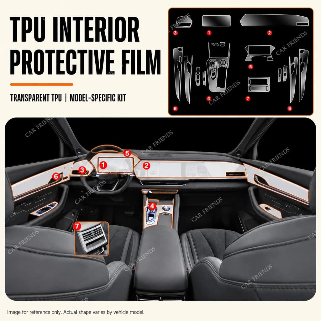 For Geely XingYue L Monjaro 2021-2022 Transparent TPU Interior Protective Film Gearbox Panel Navigation Screen Anti-Scratch