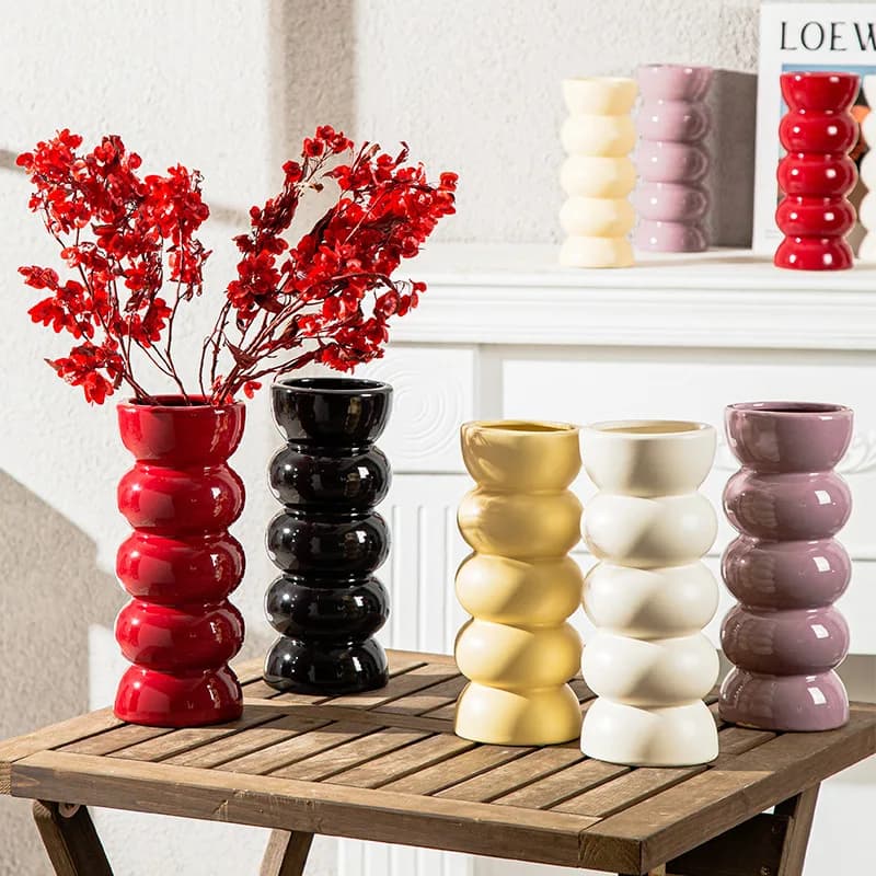Ins Cream Style Ceramic Vases, Flower Pots, Living Rooms,Flower Arrangements,Bottles,Desktop Decorations,Home Office Decorations